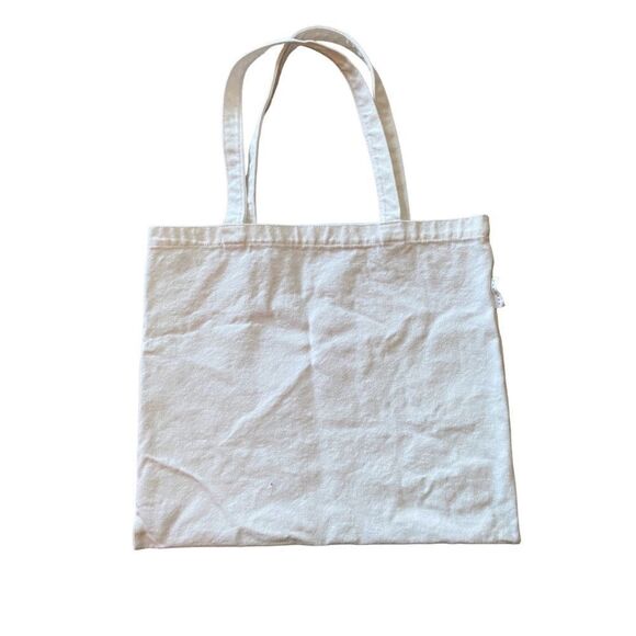 Canvas Medium Sized Bridal Tote Bag Solid White & Rhinestone Encrusted Size OS - Picture 3 of 4